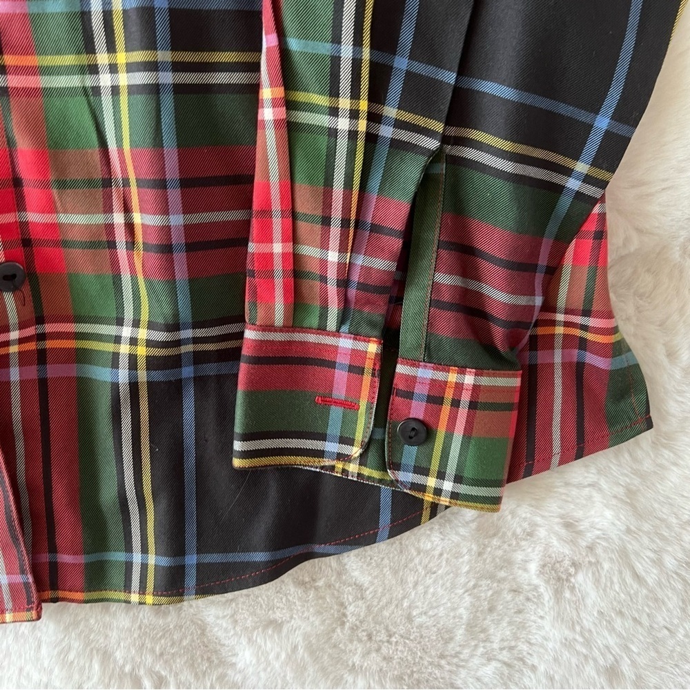 Foxcroft Holiday Plaid Oxford button down - Picture 5 of 9